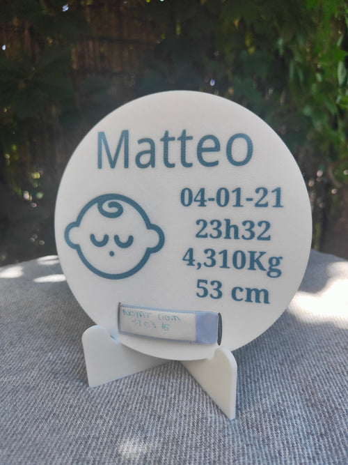 Plaque de naissance personnalisée – Support bracelet de maternité bébé