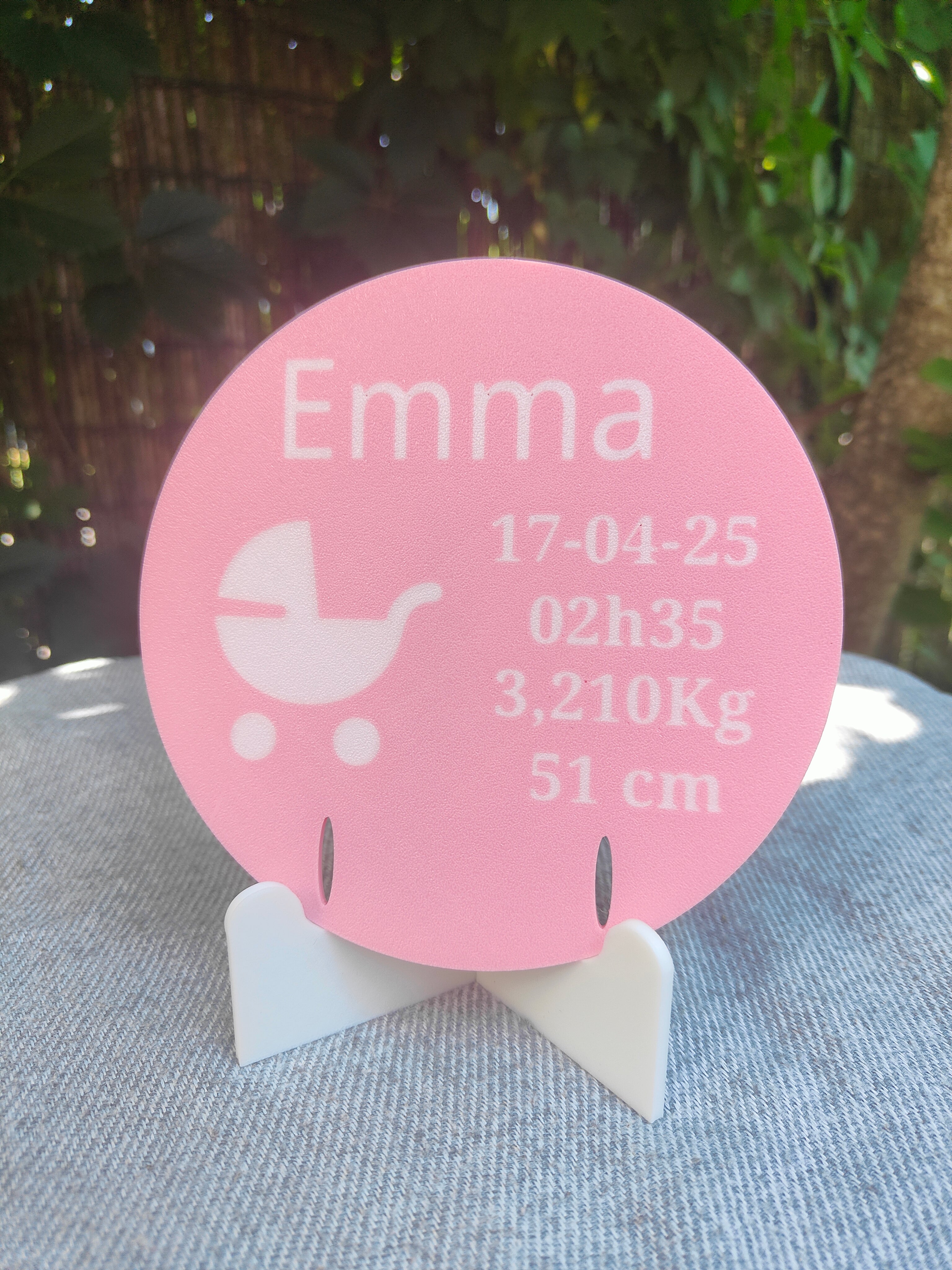 Plaque de naissance personnalisée – Support bracelet de maternité bébé