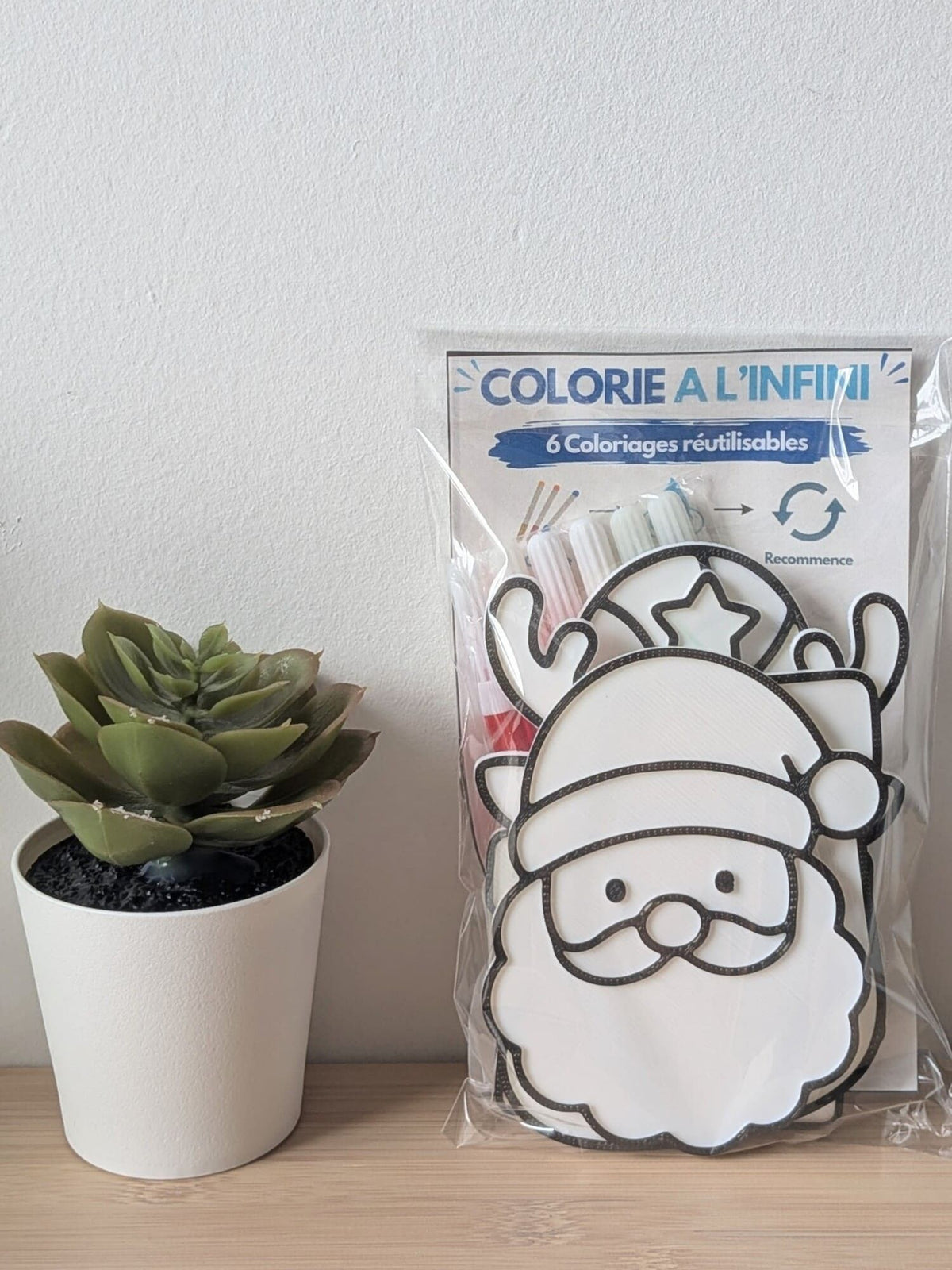 Kit de coloriage réutilisable enfant thème Noël prêt à offrir
