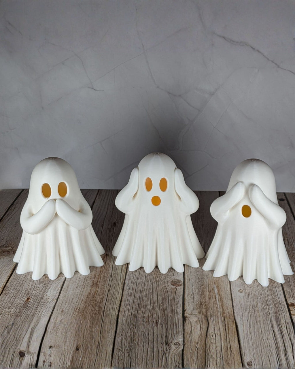 Lot de 3 fantômes décoratifs blancs ne rien dire, ne rien entendre et ne rien voir