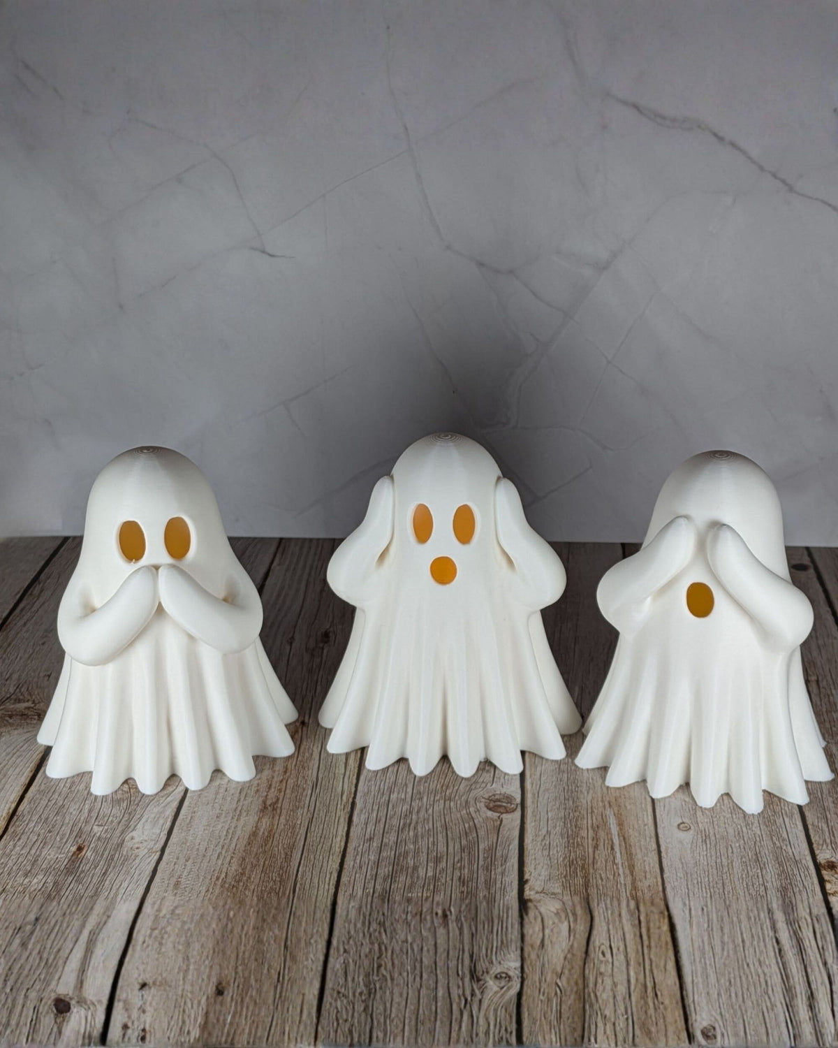Lot de 3 fantômes décoratifs blancs ne rien dire, ne rien entendre et ne rien voir